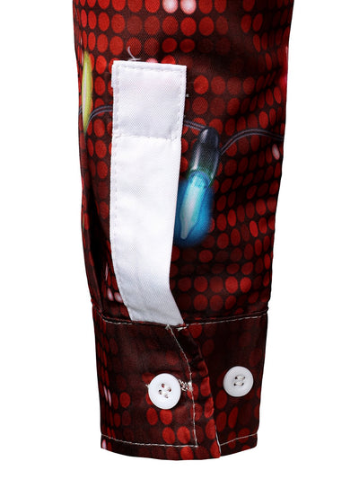 Camisa de manga larga divertida con tema navideño para hombres, estilo telescópico, perfecta para fiestas