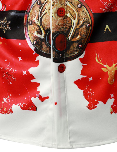 Camisa de manga larga con botones de inspiración navideña masculina, vestido divertido para vacaciones