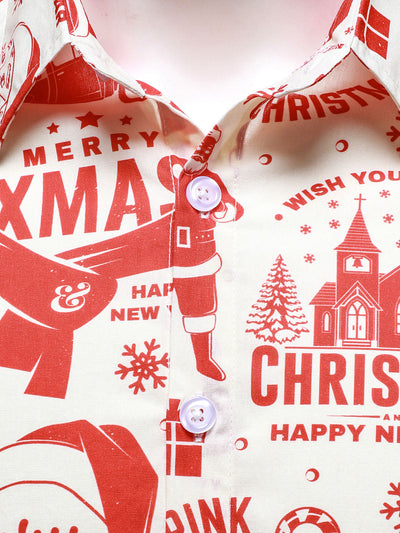 Suéter navideño para hombres en beige con diseño vintage divertido y mangas largas