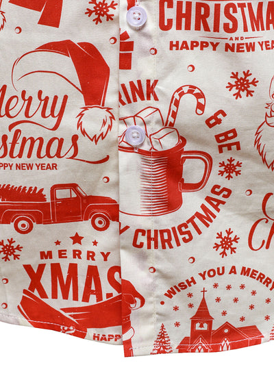 Suéter navideño para hombres en beige con diseño vintage divertido y mangas largas