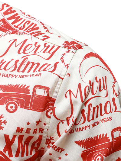 Suéter navideño para hombres en beige con diseño vintage divertido y mangas largas