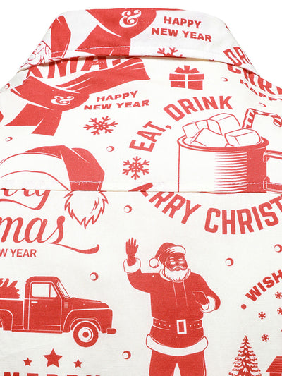 Suéter navideño para hombres en beige con diseño vintage divertido y mangas largas