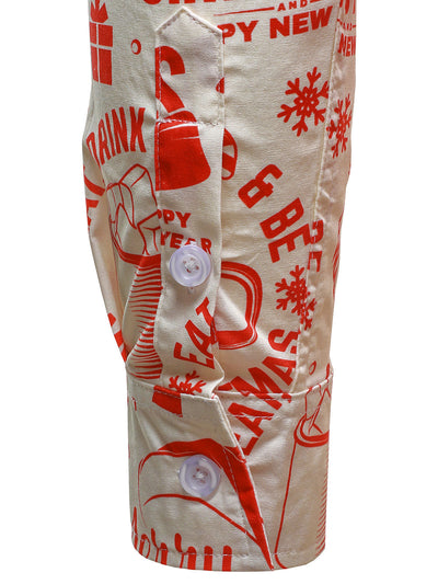 Suéter navideño para hombres en beige con diseño vintage divertido y mangas largas