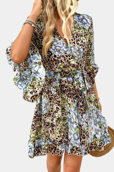 Besa Vestido Mini Floral Impreso con Silueta Fluida
