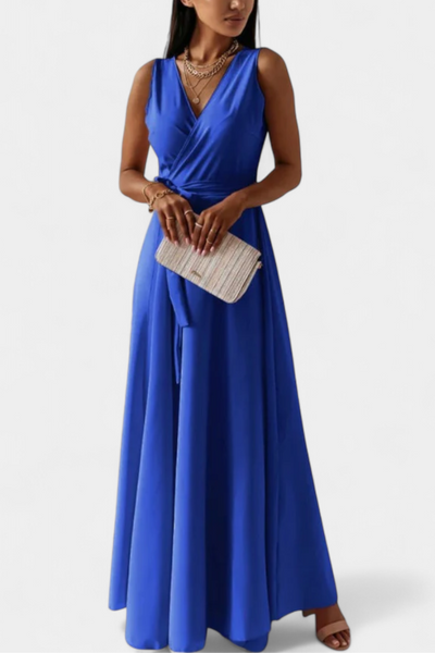 Marla – Vestido Largo de Escote en V y Silueta Fluida