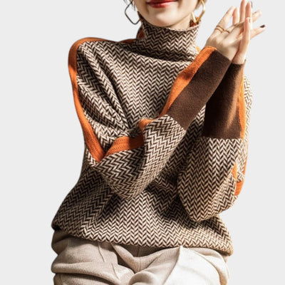 Marieke™ | Jersey de cuello alto con rayas contrastantes llamativas