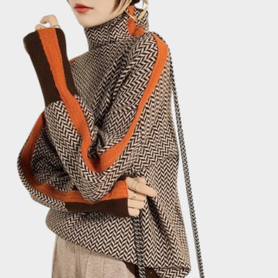 Marieke™ | Jersey de cuello alto con rayas contrastantes llamativas