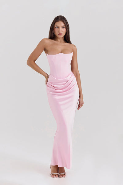 Emily Vestido Maxi Drapado Sin Tirantes