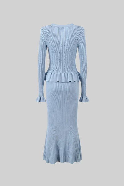 Prudence Conjunto de Vestido Midi de Punto Refinado y Top con Botones