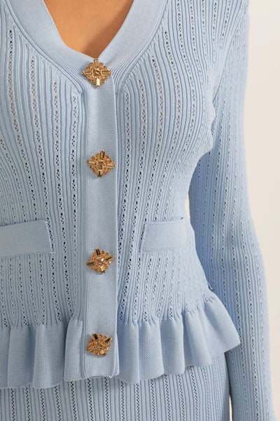 Prudence Conjunto de Vestido Midi de Punto Refinado y Top con Botones