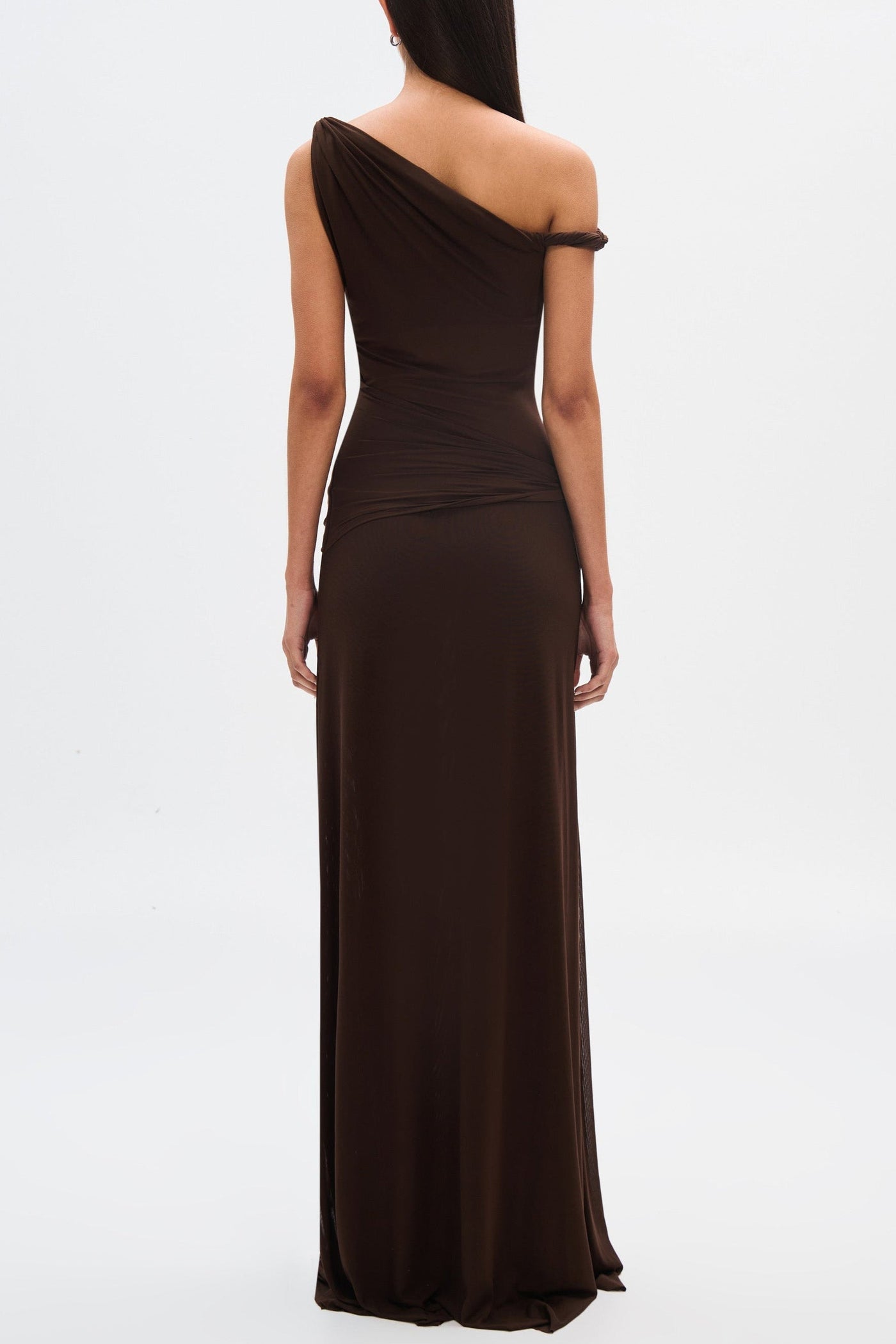 Eranda Vestido Maxi de Malla Drapada Off-Shoulder