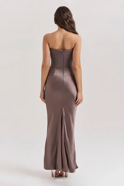 Emily Vestido Maxi Drapado Sin Tirantes