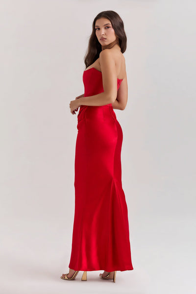 Emily Vestido Maxi Drapado Sin Tirantes