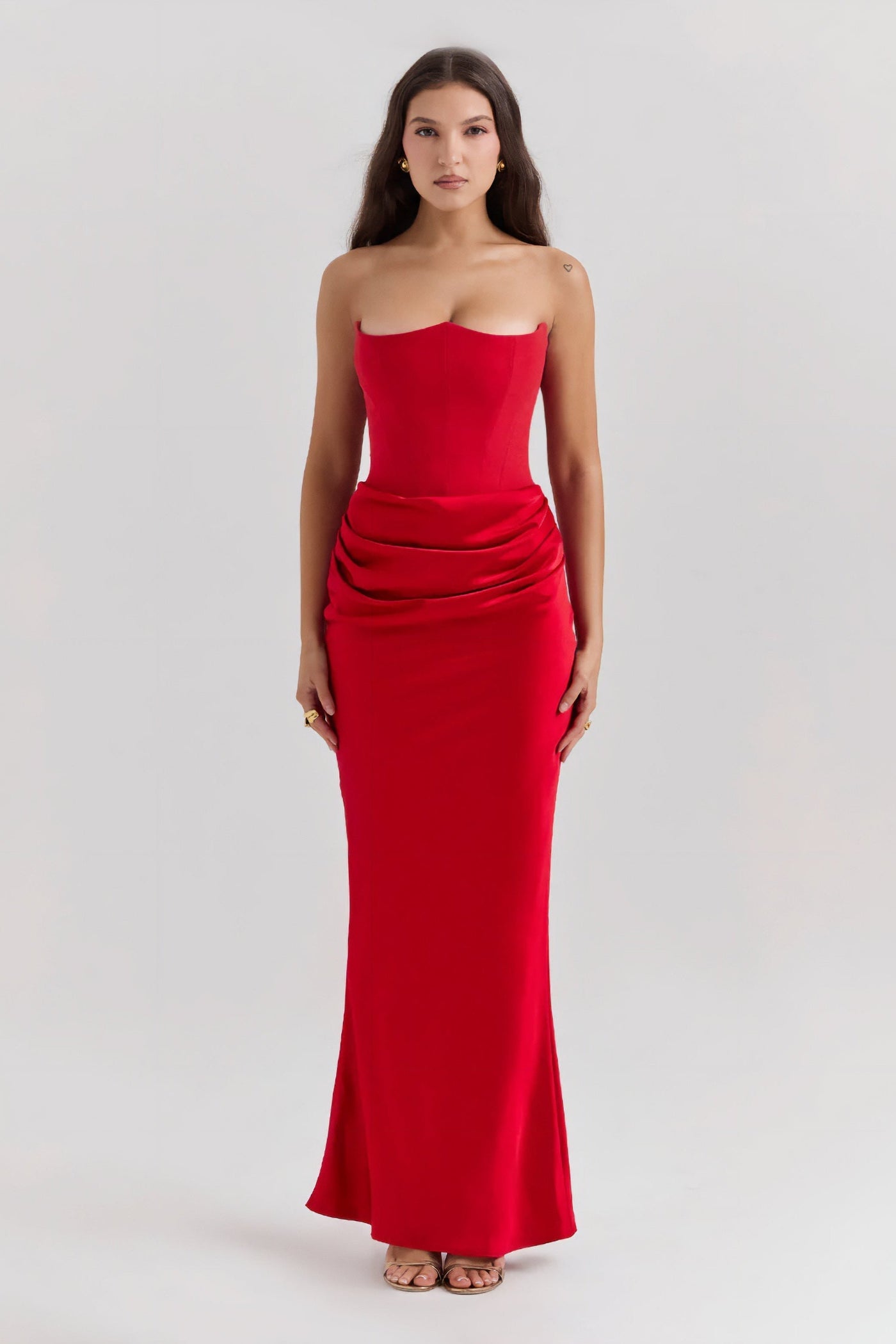 Emily Vestido Maxi Drapado Sin Tirantes