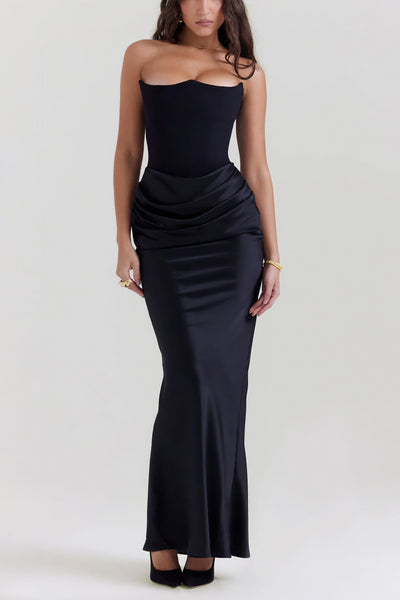 Emily Vestido Maxi Drapado Sin Tirantes