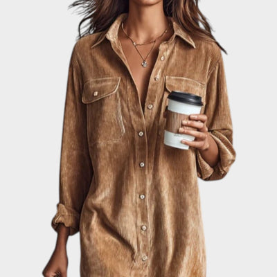 Maria™ | Vestido de pana marrón