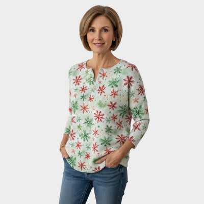 Sofie | Suéter navideño con estampado de copos de nieve