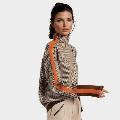 Marieke™ | Jersey de cuello alto con rayas contrastantes llamativas