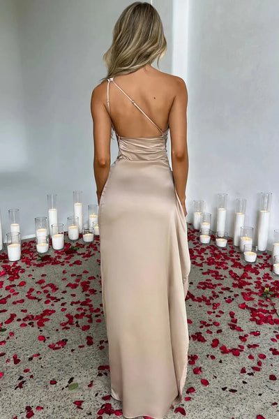 Emberly Vestido Maxi de Un Solo Hombro con Abertura Alta