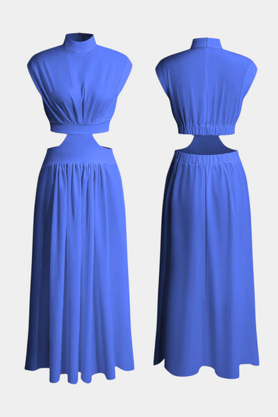 Jocelyn Conjunto Largo Minimalista con Escote Alto y Abertura Lateral