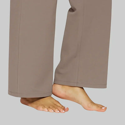 Pantalones de mujer de pierna ancha con cintura alta y bolsillos laterales