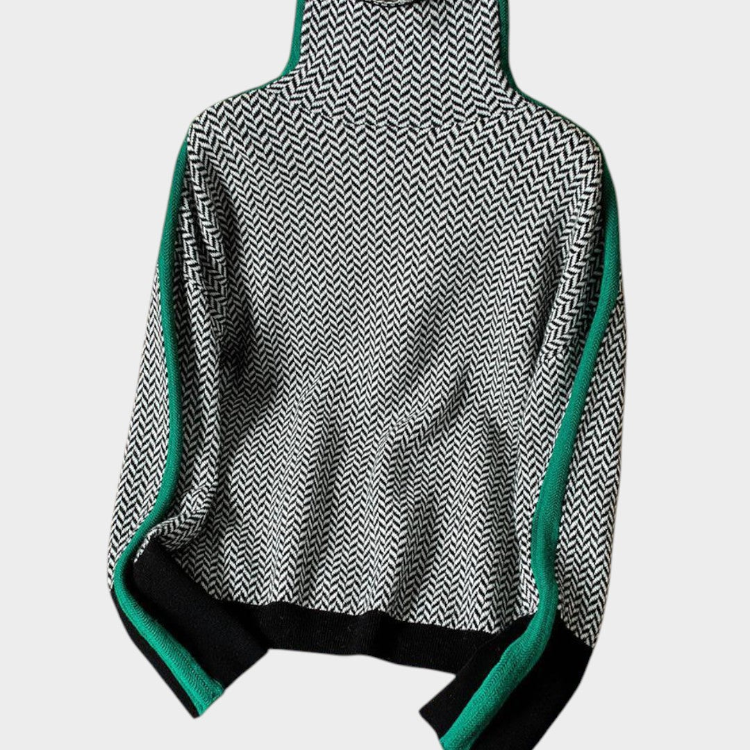 Marieke™ | Jersey de cuello alto con rayas contrastantes llamativas