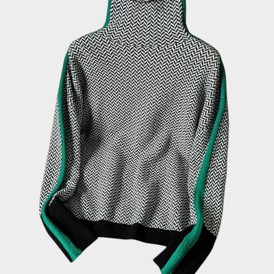 Marieke™ | Jersey de cuello alto con rayas contrastantes llamativas