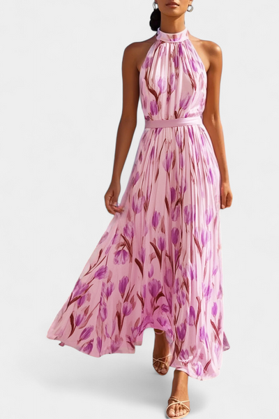 Juliene Vestido Floral Sin Mangas con Cinturón