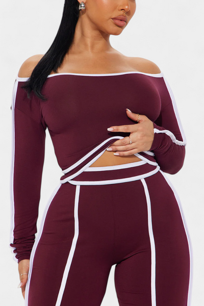 Krystelle Conjunto Off-Shoulder con Pantalón de Corte Recto