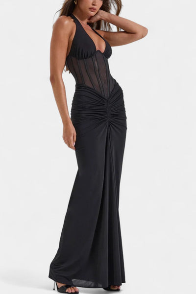 Angelina Vestido Corset con Falda Maxi Fruncida
