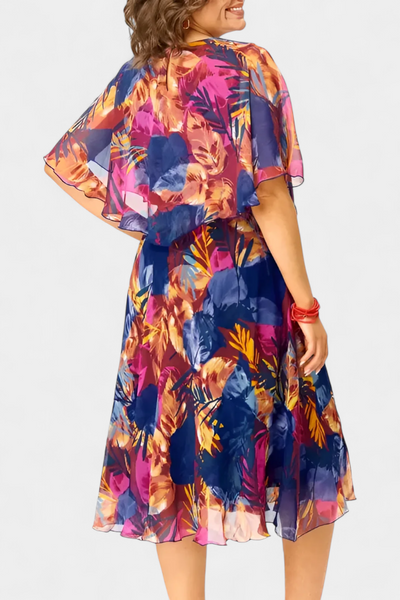 Ellerie Vestido Tropical Fluido con Corte Holgado y Estampado Vibrante