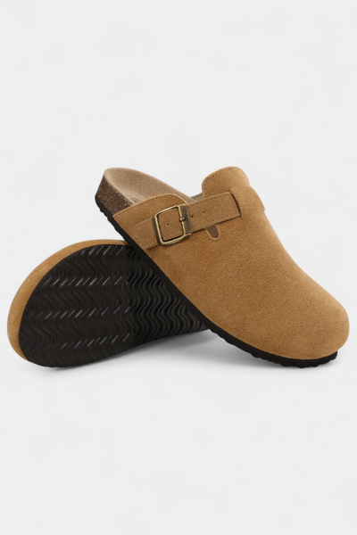 Aubree Zuecos Unisex de Gamuza con Hebilla Ajustable