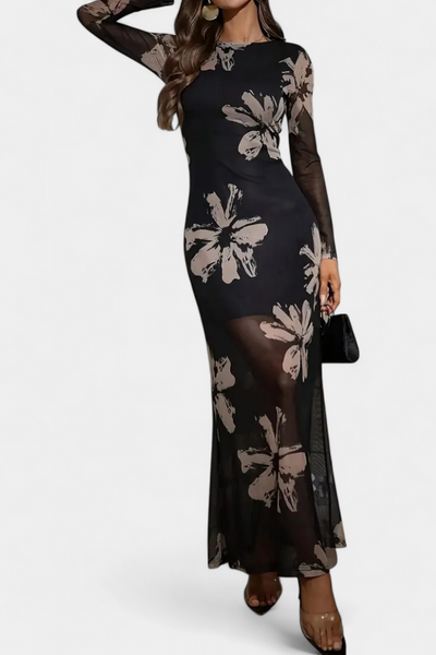Aldona Vestido Elegante de Tobillo con Estampado Floral