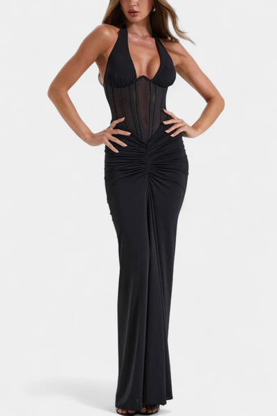 Angelina Vestido Corset con Falda Maxi Fruncida