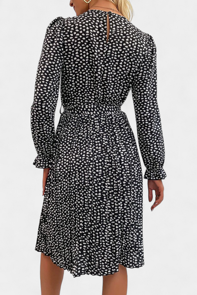 Evabeth Vestido Midi Plisado de Leopardo