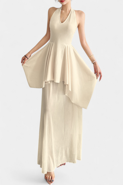 Hollis Vestido Largo con Escote Halter y Espalda Descubierta