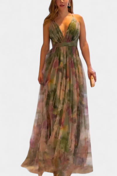 Ingrid Vestido Maxi Floral con Escote en V
