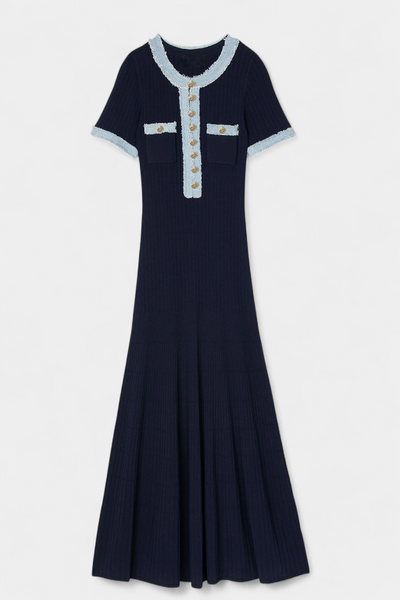 Alexia Vestido Midi de Punto con Ribete