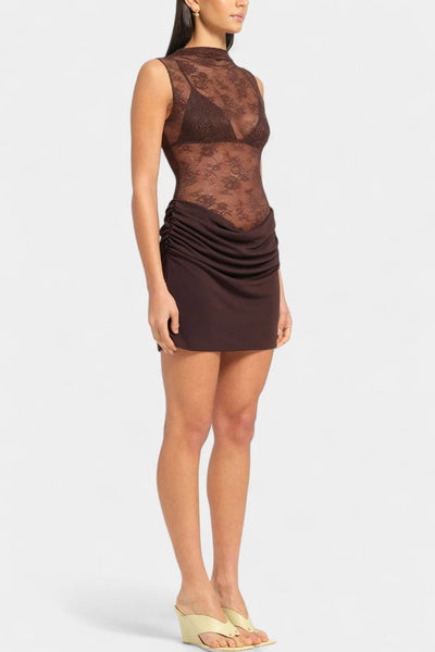 Nottola Vestido Mini de Encaje Sin Mangas