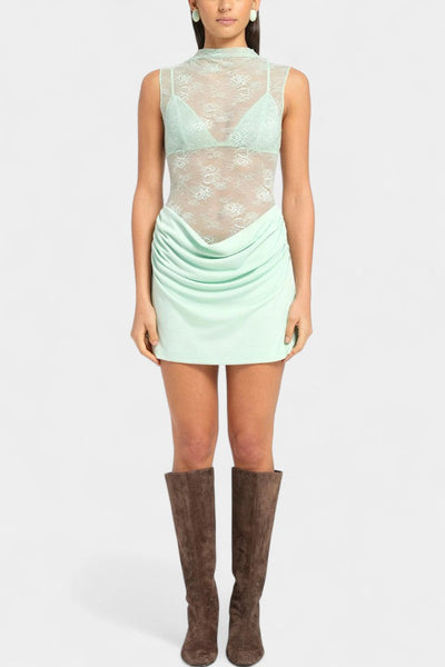 Nottola Vestido Mini de Encaje Sin Mangas