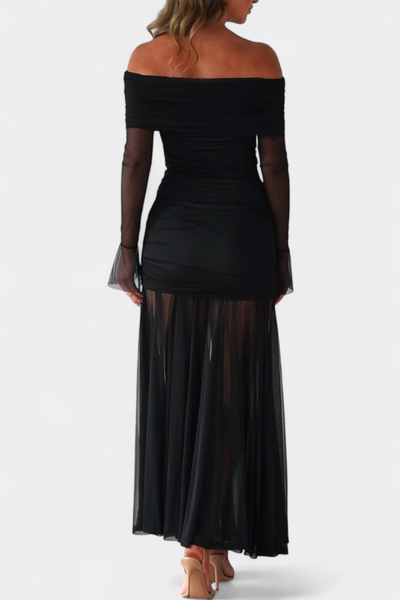 Cornella Vestido Maxi Strapless con Fruncidos Esculturales