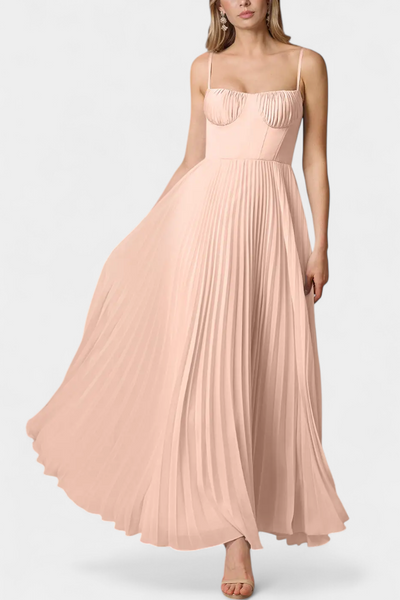Ottilie Vestido de Chiffon Plisado con Corsé Esculpido y Escote Corazón