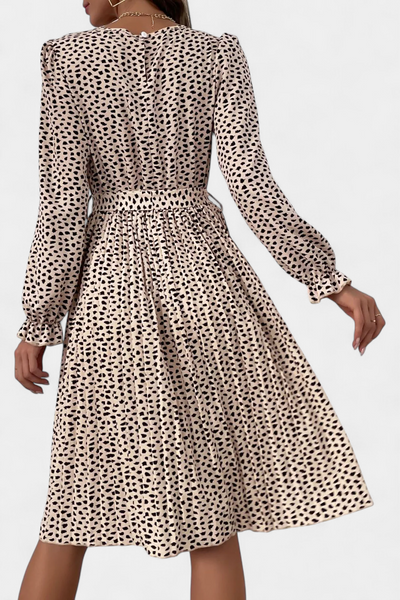 Evabeth Vestido Midi Plisado de Leopardo