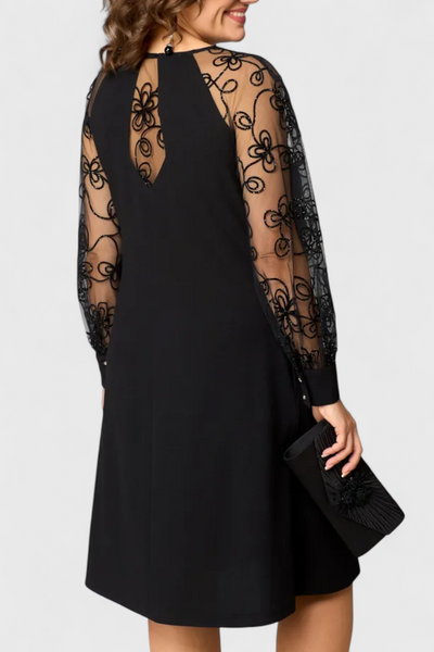 Bellezza Vestido de Encaje con Mangas Largas y Escote Redondo