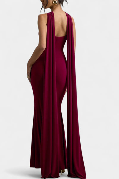 Faffienia Vestido Maxi con Escote Halter y Corte en Forma de Llave
