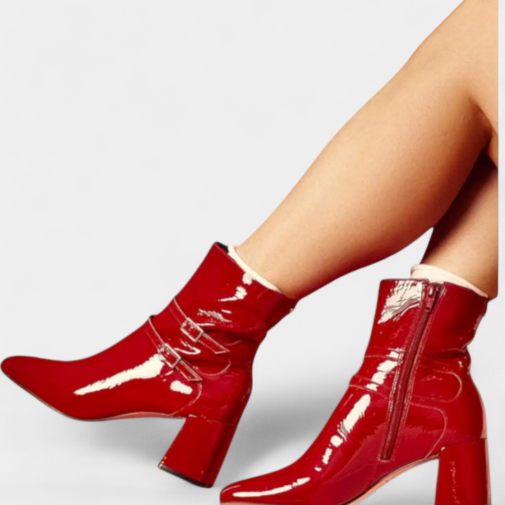 Vivi Botas Rojas con Tacón Grueso