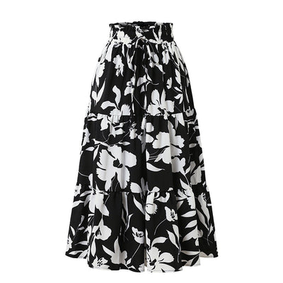 Falda midi con estampado floral y plisados - Camila