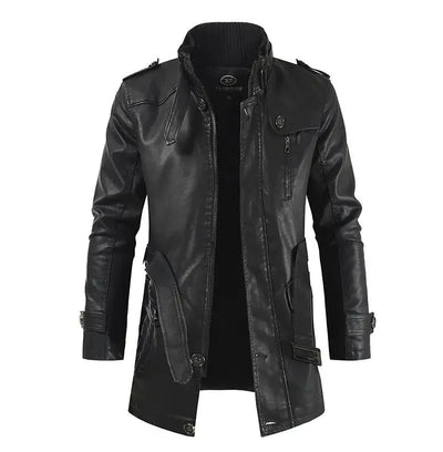 Daniel™ | Chaqueta de cuero larga y elegante para motorista