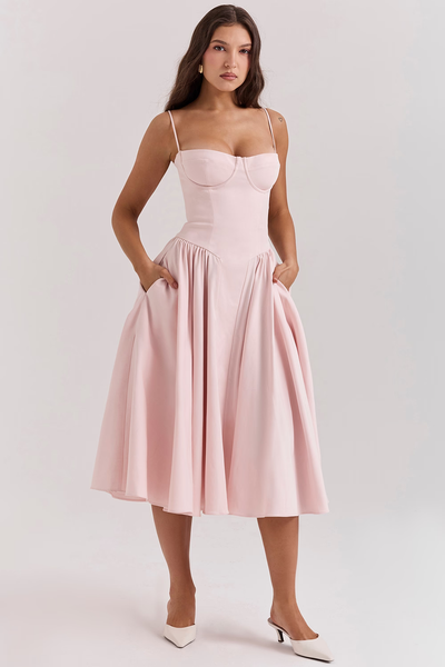 Felicity Vestido Midi Corsé Sin Mangas