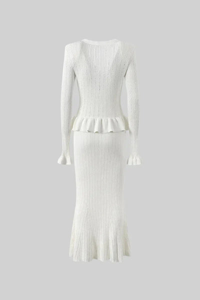 Prudence Conjunto de Vestido Midi de Punto Refinado y Top con Botones